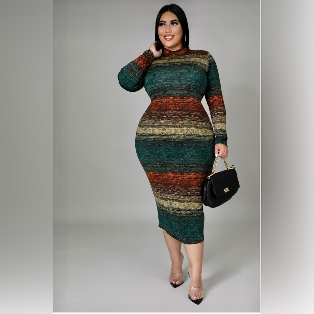 Long Sleeved Multicolor Bodycon ladies Dress (New)